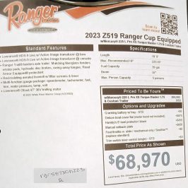 2023 Ranger Z519 SC - Mercury 225 XS Four Stroke